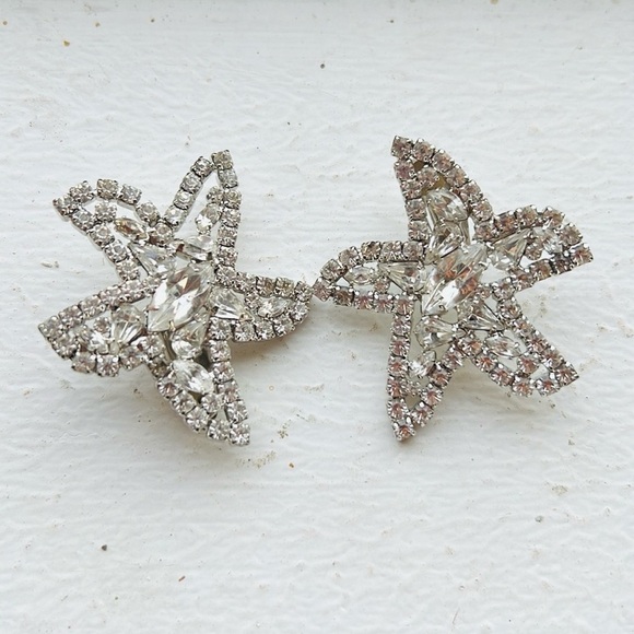 Vintage Sparkling Starfish Kirk’s Folly Crystal Clip On Earrings - Picture 6 of 9